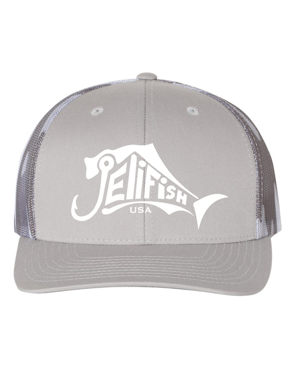 Jelifish USA Embroidered Richardson 112 Trucker Hat in Silver / Grey Camo