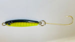 Load image into Gallery viewer, Jelifish USA Snagless Crappie Bomb™ - Fishing lure with a black top with a chartreuse belly.

