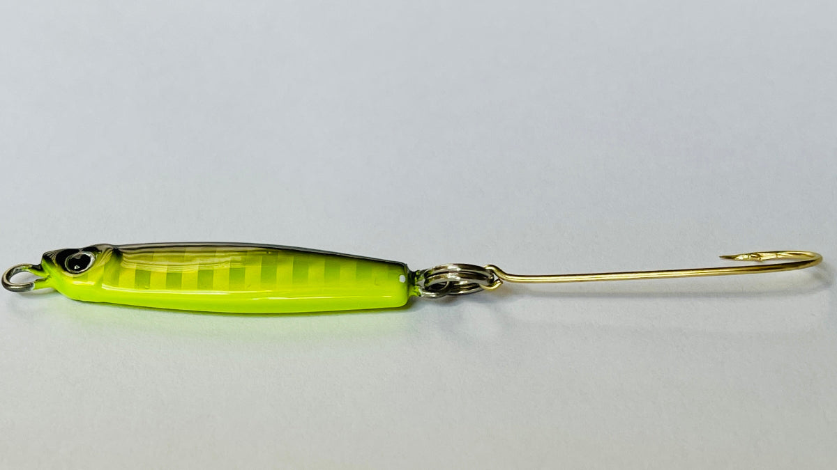 Jelifish USA Snagless Crappie Bomb™ - Fishing lure with a black top with a chartreuse belly.