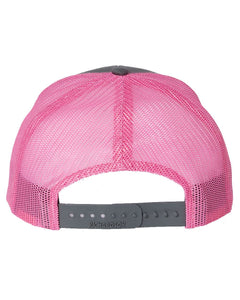 Jelifish USA Embroidered Richardson 112 Trucker Hat in Charcoal / Neon Pink