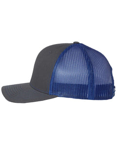 Jelifish USA Embroidered Richardson 112 Trucker Hat in Charcoal / Royal Blue